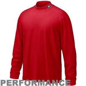   Bulldogs Red NikeFIT Mock Turtle Neck Performance Long Sleeve T shirt