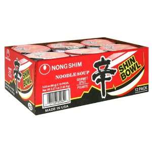Nong Shim Shin Bowl Noodle, Gourmet Spicy Picante, 12 Count, 3.03 