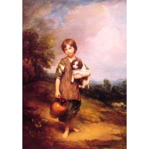  Acrylic Keyring Gainsborough Cottage Girl with dog and 