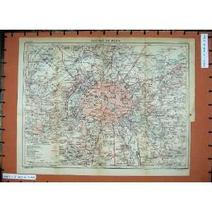  1928 Colour Map Paris France Versailles Denis Sceaux