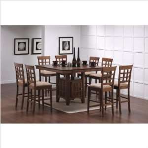   Table with Wheat Back Bar Stool in Walnut (11 Pieces)