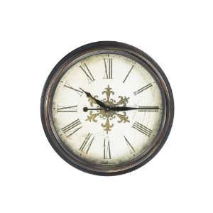  Round Wall Clock with Antique Clock Dial and Washed Dark 
