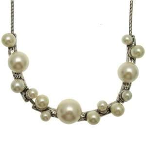   Silver Coloured   Vintage Style Faux Pearl Costume Necklace Jewelry