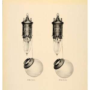 1908 Vintage Electric Lamp Light Bulb Halftone Print 