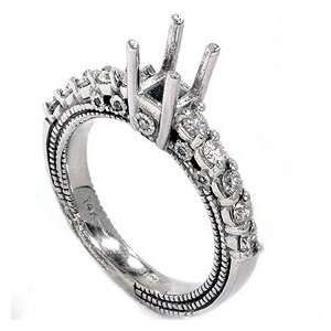 .55CT Vintage Antique Filigree Art Deco Diamond Engagement Ring 