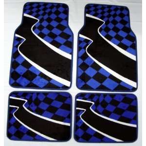 com   Racing Checkered Flag Blue Front & Rear Carpet Car Truck SUV 