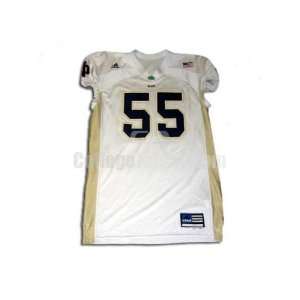 White No. 55 Game Used Notre Dame Adidas Football Jersey  