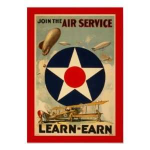  Join The Air Service Learn Earn (Red Border) Posters