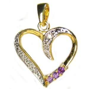  14K Gold Plate over 925 Sterling Diamond Accent Amethyst 