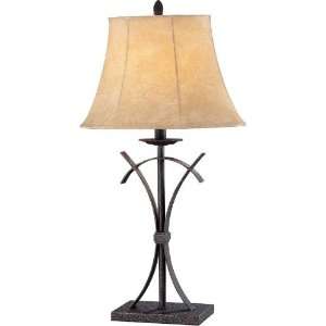 Lite Source Gabriel 1 Light Table Lamp, Gold Rust With Faux Leather 