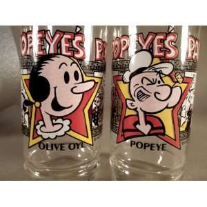 Collectors Series POPEYE & OLIVE OYL Pals Drinking Glass Tumbler Mug 