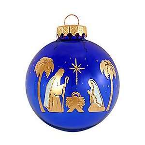  Holy Family Gold on Blue Silhouette Ornament