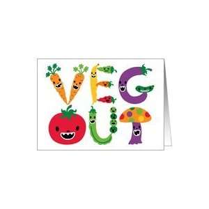 Veg Out with cute colorful vegetables Card