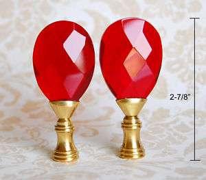 of Gorgeous Glass Crystal Red Almond Shade Finials  