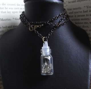 Steampunk Hour Glass Vial bronze tone necklace  