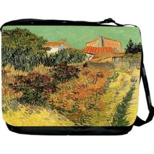 Van Gogh Art Garden Behind a House Messenger Bag   Book Bag   School 