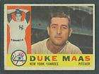 1960 Topps #421 Duke Maas (Yankees) (GB) Vg Ex