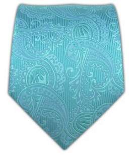  100% Silk Woven Aqua/Pool Twill Paisley Tie Clothing