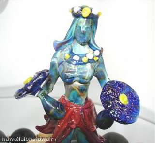 Dichroic Glass Hula `Uli`uli Kahiko Dancer Sculpture #1  