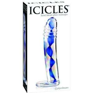  Icicles no. 9 hand blown glass massager   clear w/inside 