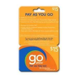  $15 Cingular PrePaid Pay As You Go phone refill card. Pin 