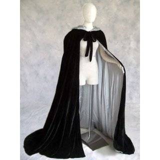  Goth Black Velvet Costume Cloak 63 Hooded Cape Explore similar items