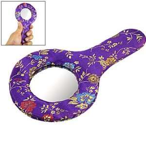   Embroidery Flower Make Up Hand Mirror Purple Yellow for Ladies Beauty