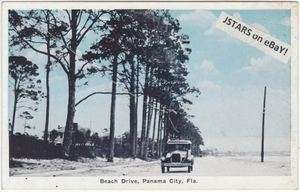 1920 PANAMA CITY, FL, BEACH DRIVE SCENE POSTCARD  