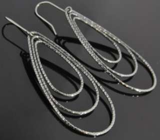   14K Black Gold Diamond Cut Teardrop French Wire Dangle Earrings  