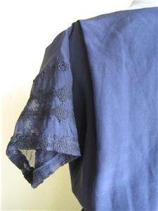 Vena Cava Mackintosh Navy Embroidered Silk Dress 6 $584  