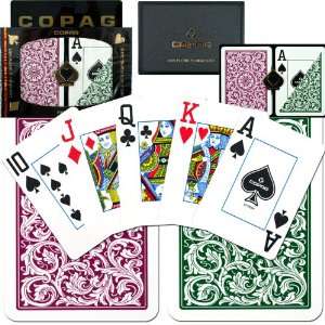   CopagT Poker Size JUMBO Index   Green*Burgundy Setup 