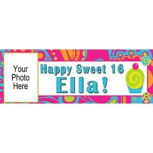 Sweet Paisley Personalized Photo Banner 18 Inch x 54 Inch All Weather 