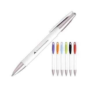  Spicy Mulato   White cap action pen with matte silver trim 