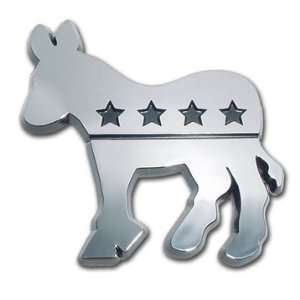    Democrat Donkey Premier Chrome Metal Auto Emblem