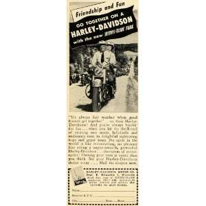  1949 Ad Harley Davidson Motor Co. Motorcycle Wisconsin 