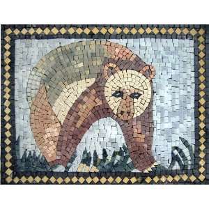    12x16 Lovely Bear Marble Mosaic Art Tile