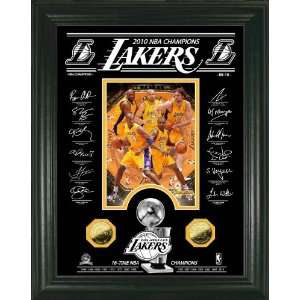 Los Angeles Lakers 2010 NBA Champions Signature Etched Glass24kt Gold 