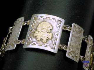 Vintage Rare Peruvian Handmade 18K/ 925 Silver Bracelet  