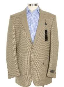 NWT Andrew Fezza 42L Mens Beige Textured Wool Blazer Sportcoat $250 