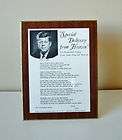 1963 JFK John F. Kennedy Special Delivery from Heaven Poem Standing 