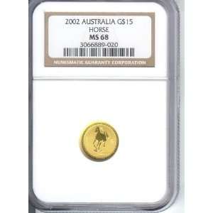   GOLD HORSE COIN, 1/20 OUNCE .9999 FINE GOLD, NGC MS68 