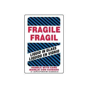  Fragile, Liquid In Glass Label, Bilingual