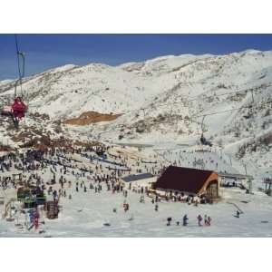  Chairlift Above Crowds of Skiers and Tourists at the Neve Ativ 