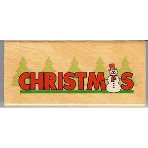  Holiday Christmas Snowman Wooden Mount Rubber Stamp 