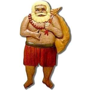  Wood Magnet of a Hawaiian Shaka Santa