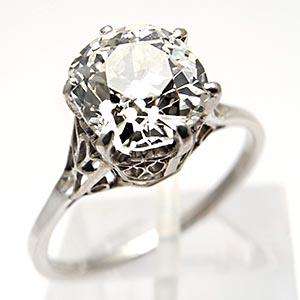 Carat Old Mine Cut Diamond Antique Engagement Ring Solid Platinum