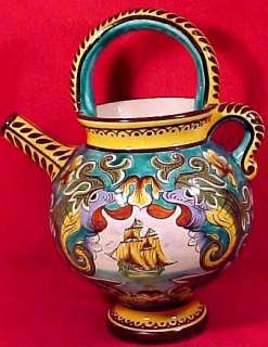 Antique Vintage French Faience Majolica Pottery Pitcher  