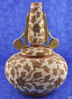 Antique German Rudolstadt Pottery Vase Flower & Leaf  