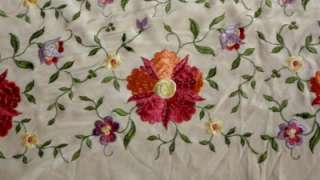 Antique Vintage Embroidered Silk Piano Manton Shawl Long Fringe 84 x 