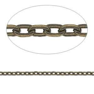 16 Feet 3x2mm Flat Cable Link ANTIQUED BRASS CHAIN  